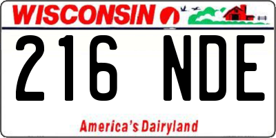 WI license plate 216NDE