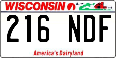 WI license plate 216NDF