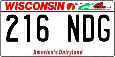 WI license plate 216NDG