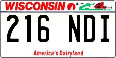 WI license plate 216NDI