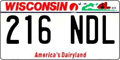 WI license plate 216NDL