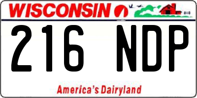 WI license plate 216NDP