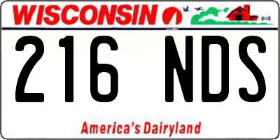 WI license plate 216NDS