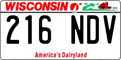 WI license plate 216NDV