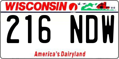 WI license plate 216NDW