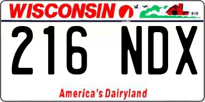 WI license plate 216NDX