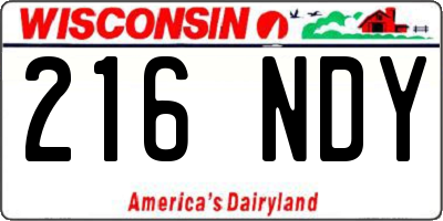 WI license plate 216NDY