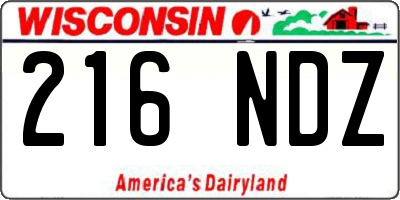 WI license plate 216NDZ