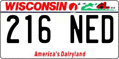 WI license plate 216NED