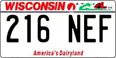 WI license plate 216NEF