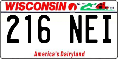 WI license plate 216NEI