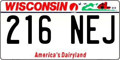 WI license plate 216NEJ