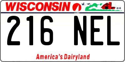 WI license plate 216NEL