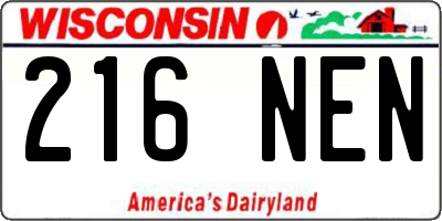 WI license plate 216NEN