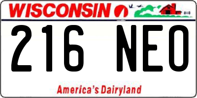WI license plate 216NEO