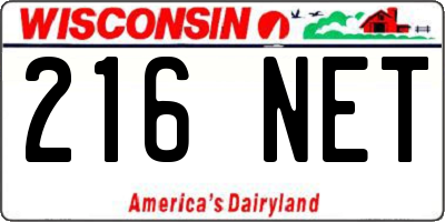 WI license plate 216NET