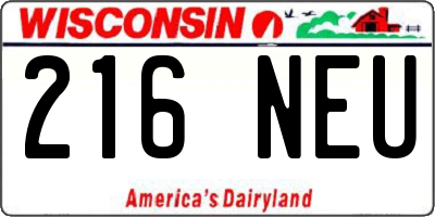 WI license plate 216NEU