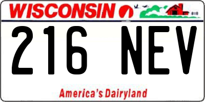 WI license plate 216NEV