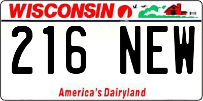 WI license plate 216NEW