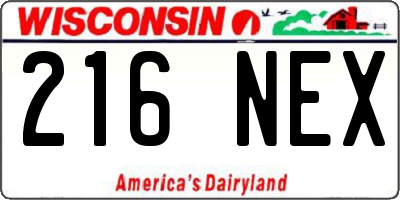 WI license plate 216NEX
