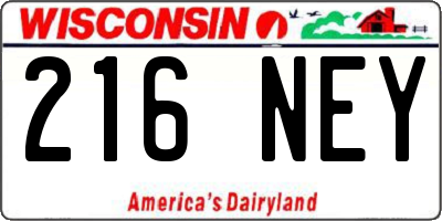 WI license plate 216NEY