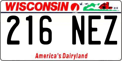WI license plate 216NEZ