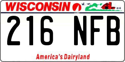 WI license plate 216NFB