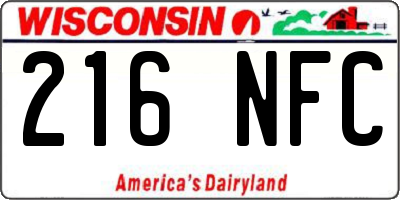 WI license plate 216NFC