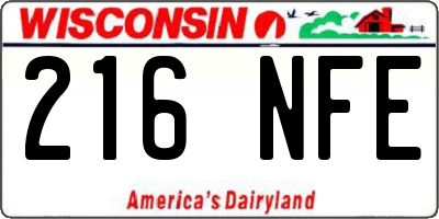 WI license plate 216NFE