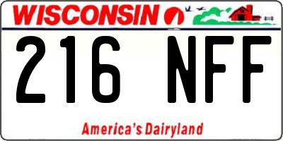 WI license plate 216NFF