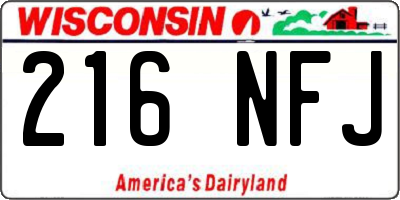 WI license plate 216NFJ