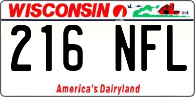 WI license plate 216NFL
