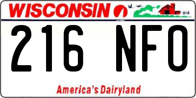 WI license plate 216NFO