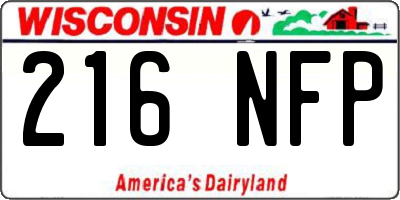 WI license plate 216NFP