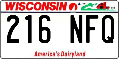 WI license plate 216NFQ