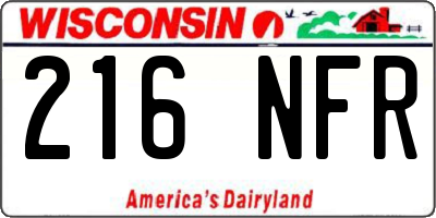 WI license plate 216NFR