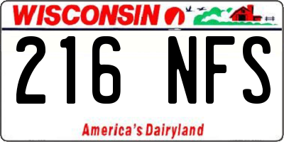 WI license plate 216NFS