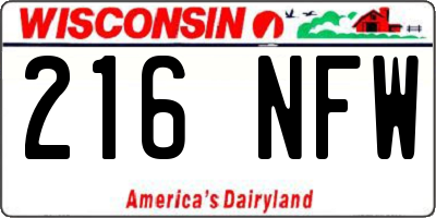 WI license plate 216NFW