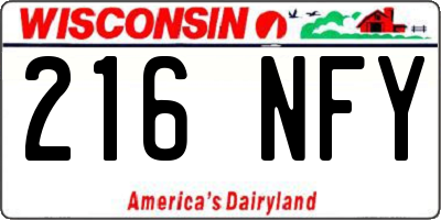 WI license plate 216NFY