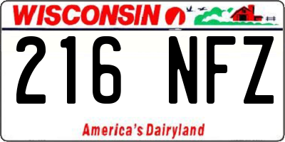 WI license plate 216NFZ