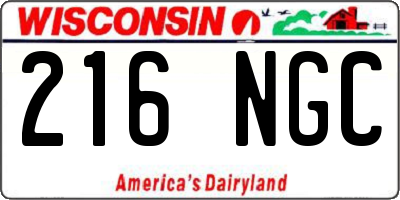 WI license plate 216NGC