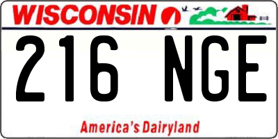 WI license plate 216NGE