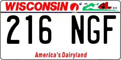 WI license plate 216NGF