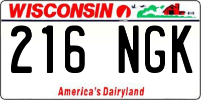 WI license plate 216NGK