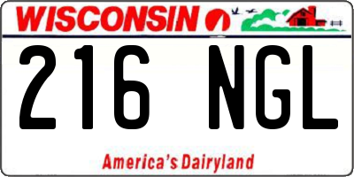 WI license plate 216NGL