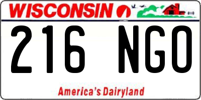 WI license plate 216NGO