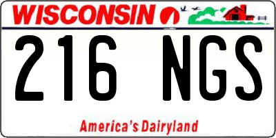 WI license plate 216NGS