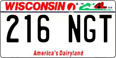 WI license plate 216NGT