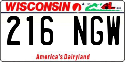 WI license plate 216NGW