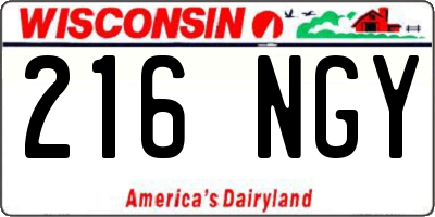 WI license plate 216NGY